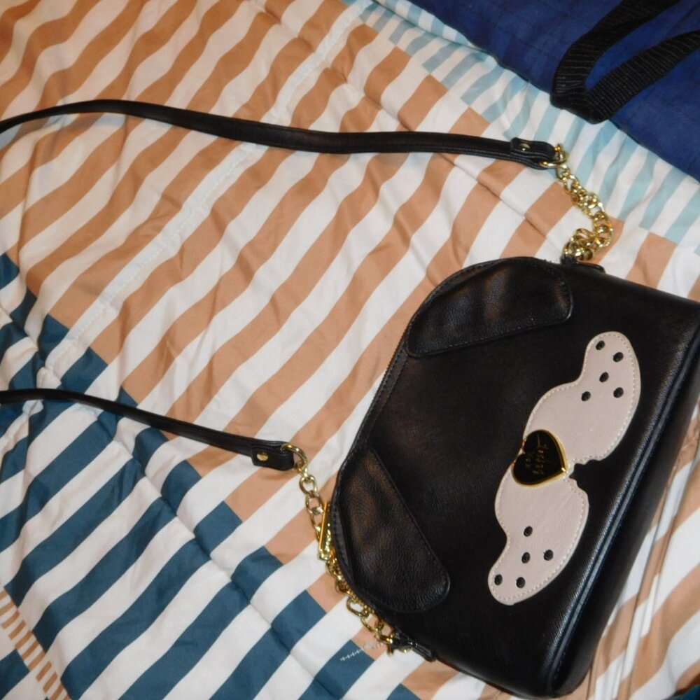 Betsey Johnson Dog face purse crossbody black crossbody